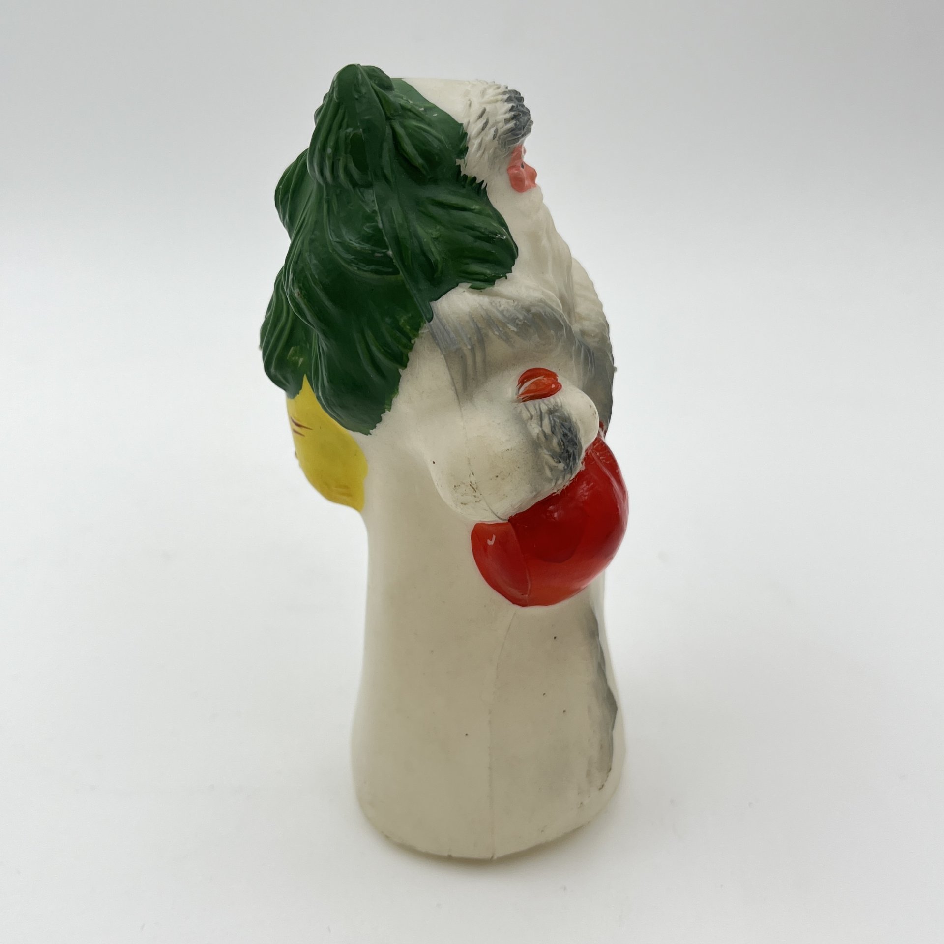 Игрушка новогодняя (под елку) "Дед мороз с подарками", пластик, роспись, СССР, 1960-1980 гг.