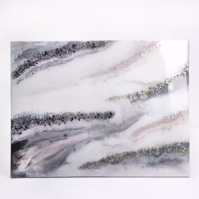 Панно настенное в нежных тонах,  авторская ручная работа в технике Resin Art, глянцевое 3D покрытие, натуральный камень, Россия, 2021 г.