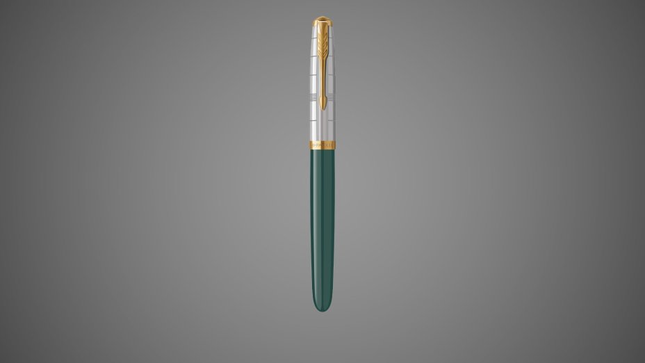 Перьевая ручка Parker 51 Premium Forest Green GT, перо: F чернила: Black,Blue, в подарочной упаковке., Металлы: нержавеющая сталь, Позолота 23 Ct, смола