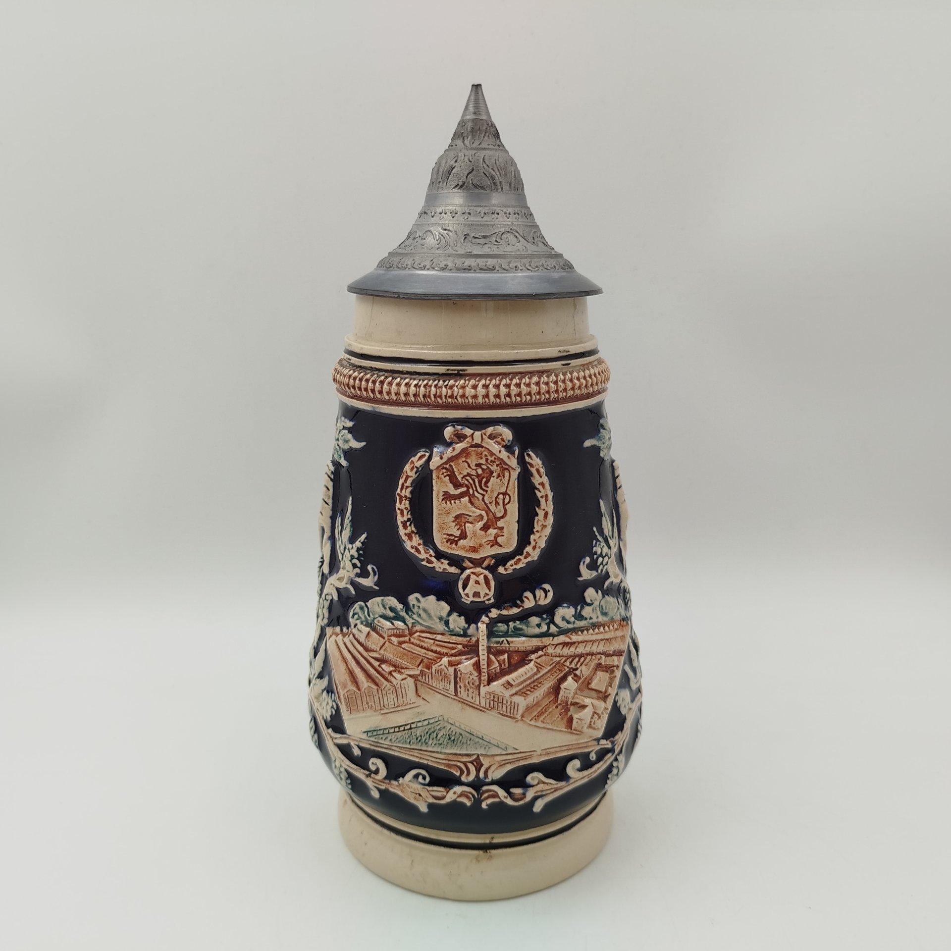 Кружка пивная с крышкой "Altmeister Urtyp", керамика, олово, Германия, 1970-1990 гг.