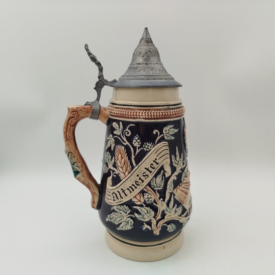 Кружка пивная с крышкой "Altmeister Urtyp", керамика, олово, Германия, 1970-1990 гг.