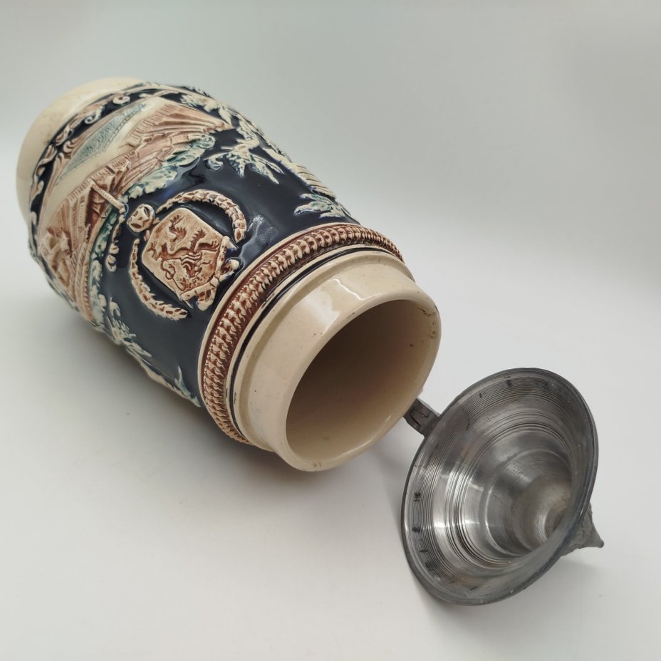 Кружка пивная с крышкой "Altmeister Urtyp", керамика, олово, Германия, 1970-1990 гг.