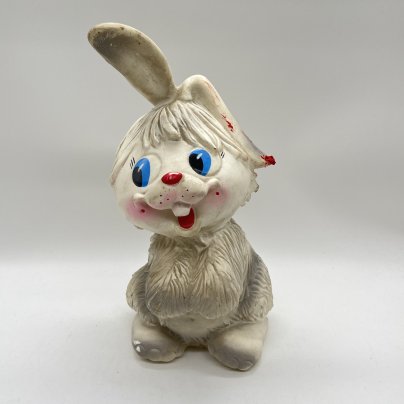 Статуэтка (детская игрушка) "Заяц", резина, роспись, СССР, 1960-1980 гг.