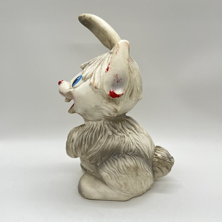 Статуэтка (детская игрушка) "Заяц", резина, роспись, СССР, 1960-1980 гг.