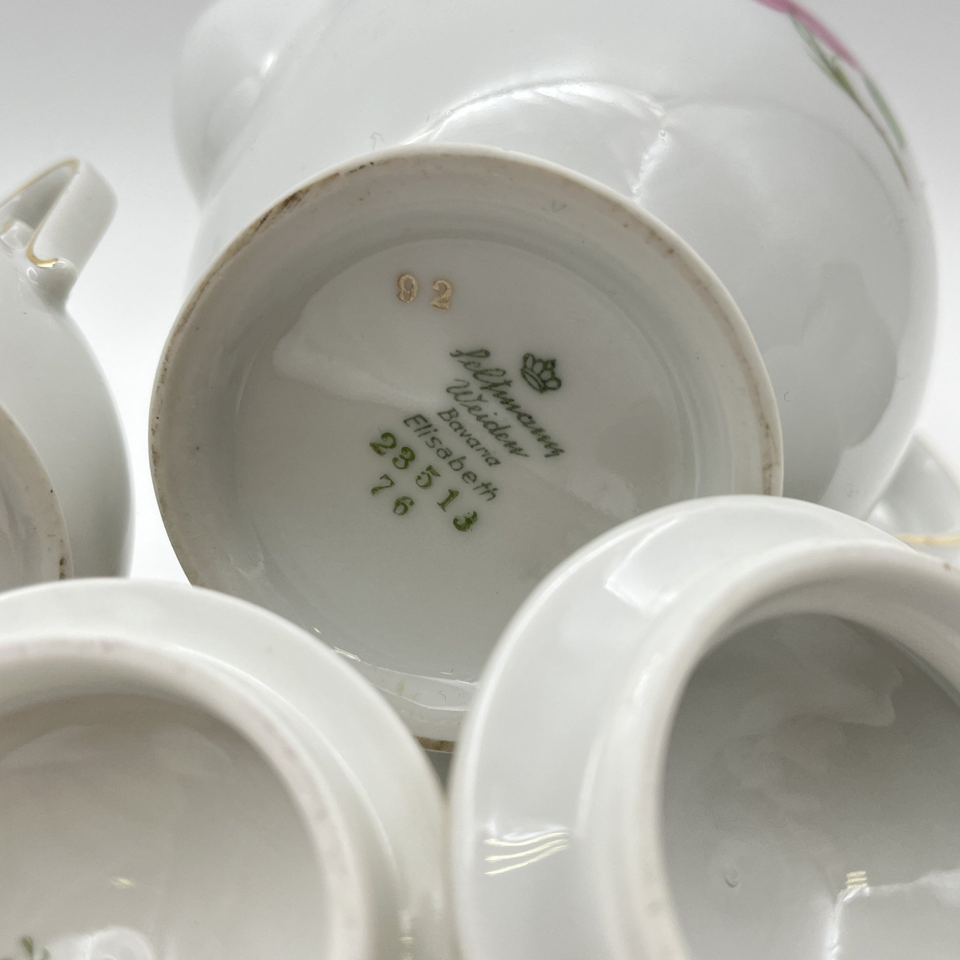 Сервиз кофейный на 6 персон (15 предметов), украшенный изображением розы (серия "Elizabeth"), фарфор, деколь, золочение, Seltmann Weiden, Германия, 1950-1970 гг.