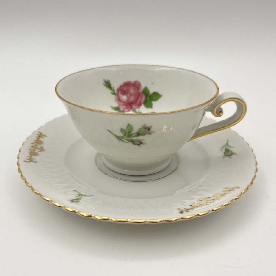 Сервиз кофейный на 6 персон (15 предметов), украшенный изображением розы (серия "Elizabeth"), фарфор, деколь, золочение, Seltmann Weiden, Германия, 1950-1970 гг.