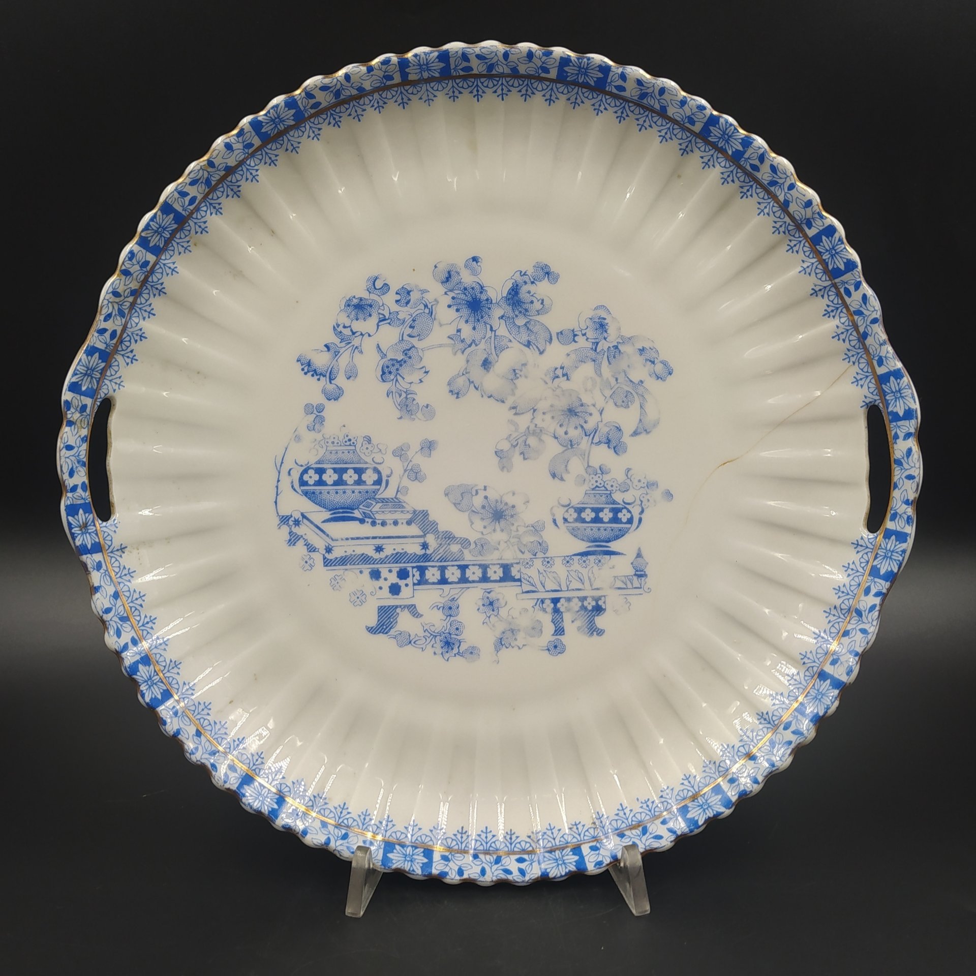 Блюдо в стиле шинуазри, China Blau Rosslau, фарфор, деколь, золочение, Германия, 1900-1950 гг.