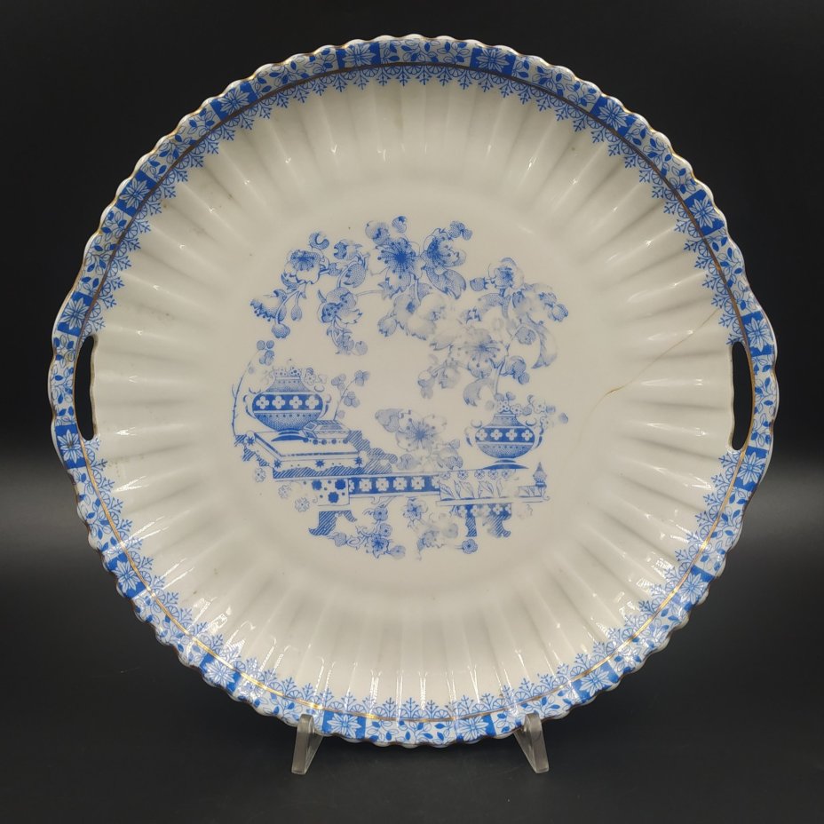 Блюдо в стиле шинуазри, China Blau Rosslau, фарфор, деколь, золочение, Германия, 1900-1950 гг.