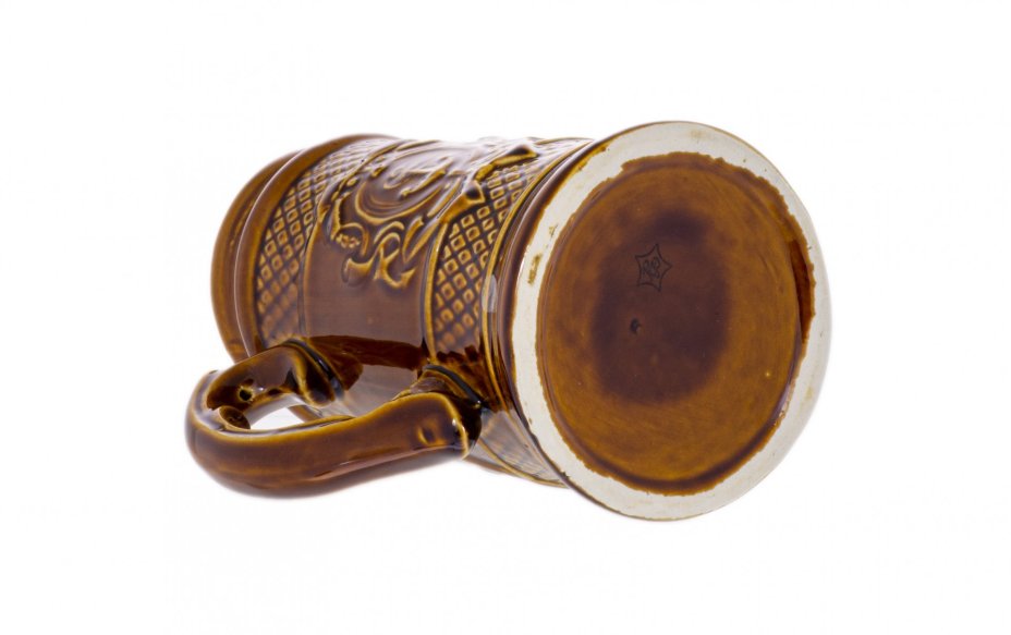 Кружка пивная керамическая "Парусник", фаянс, Московский завод "Изолятор", г. Москва, СССР, 1970-1980 гг.