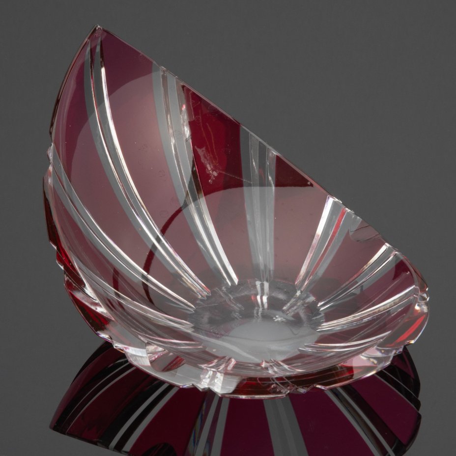Пепельница необычной формы, хрусталь, гранение, Val Saint Lambert, Бельгия, 1950-1970 гг., Val Saint Lambert