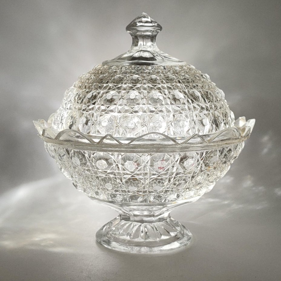Конфетница "Шапка Мономаха", стекло, пресс, СССР, 1970-1990 гг.
