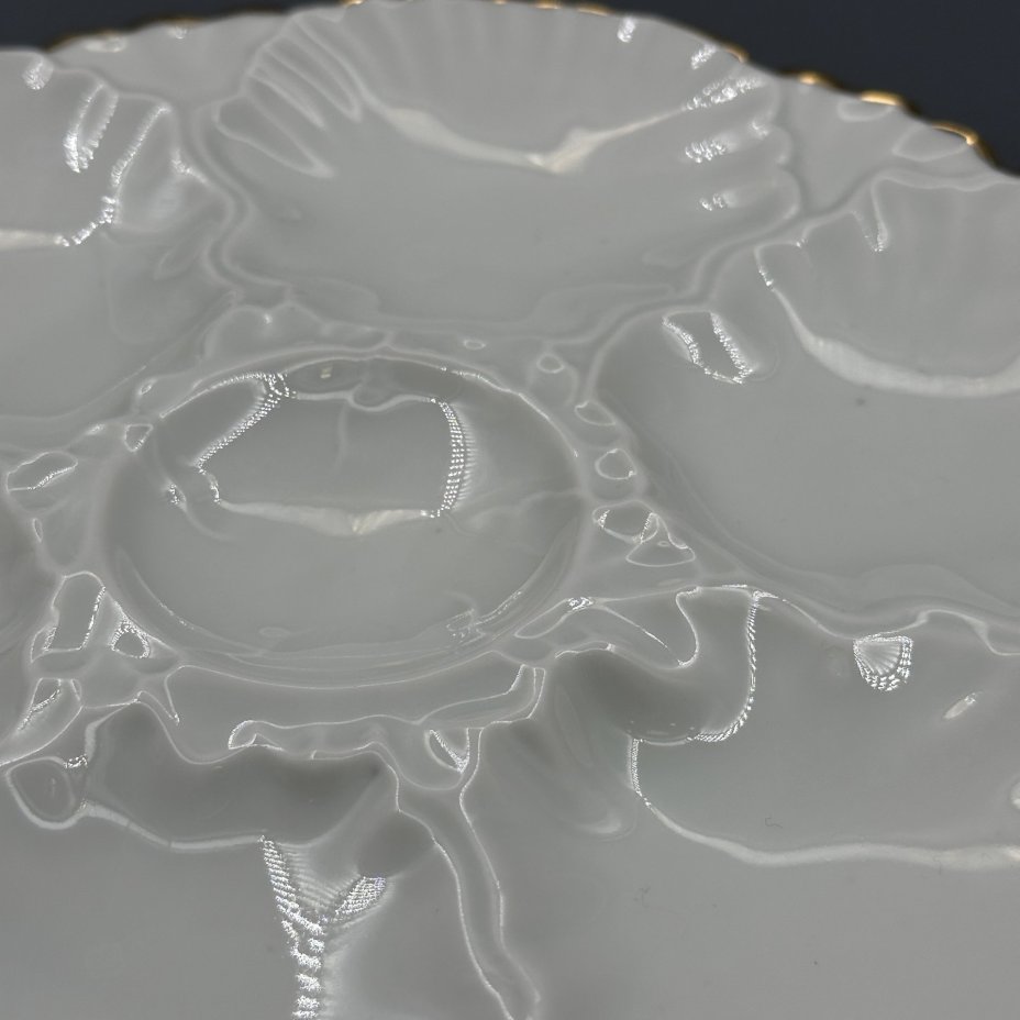 Набор из 6 тарелок для подачи устриц с окантовкой золотой лентой Cerabel Porcelain