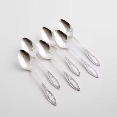 Набор столовых ложек "Пламя" на 6 персон, Кольчугинский металлургический завод