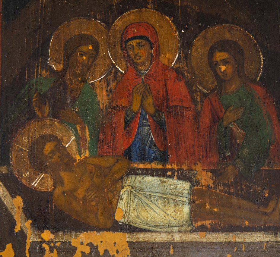 Икона "Положение во гроб", дерево, темпера, Российская Империя, 1850-1900 гг.