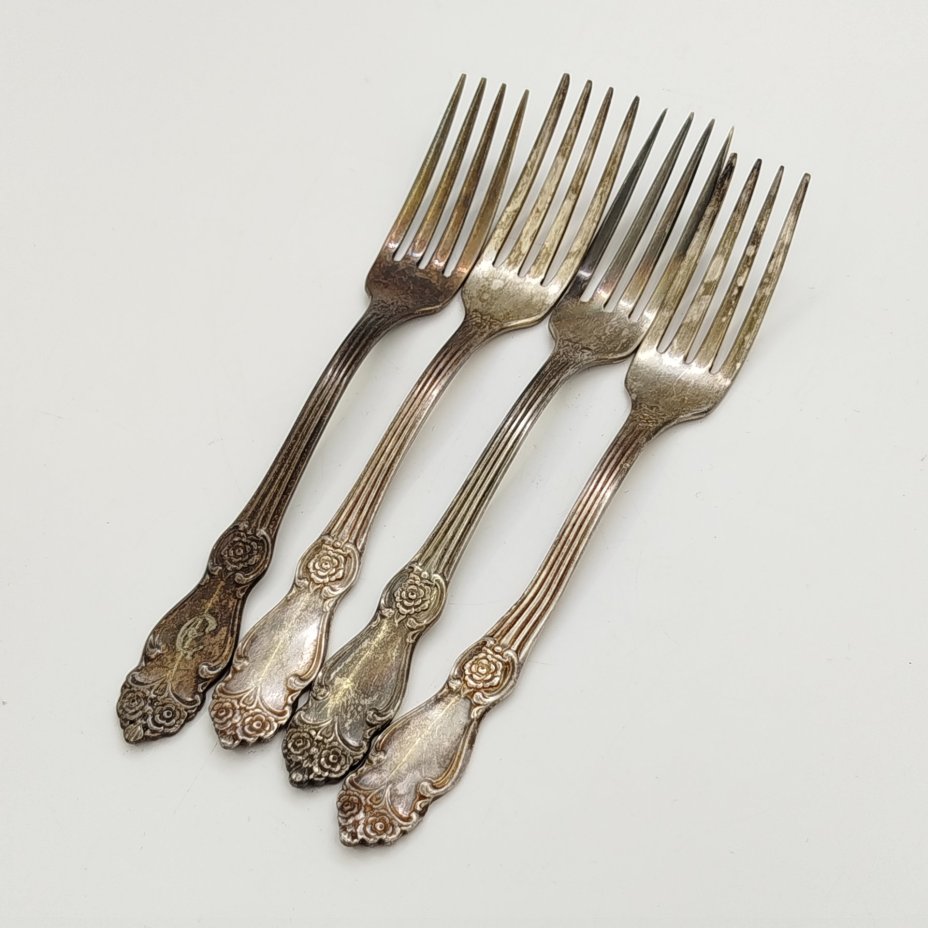 Набор из 4-х десертных вилок "Серебряная роза"