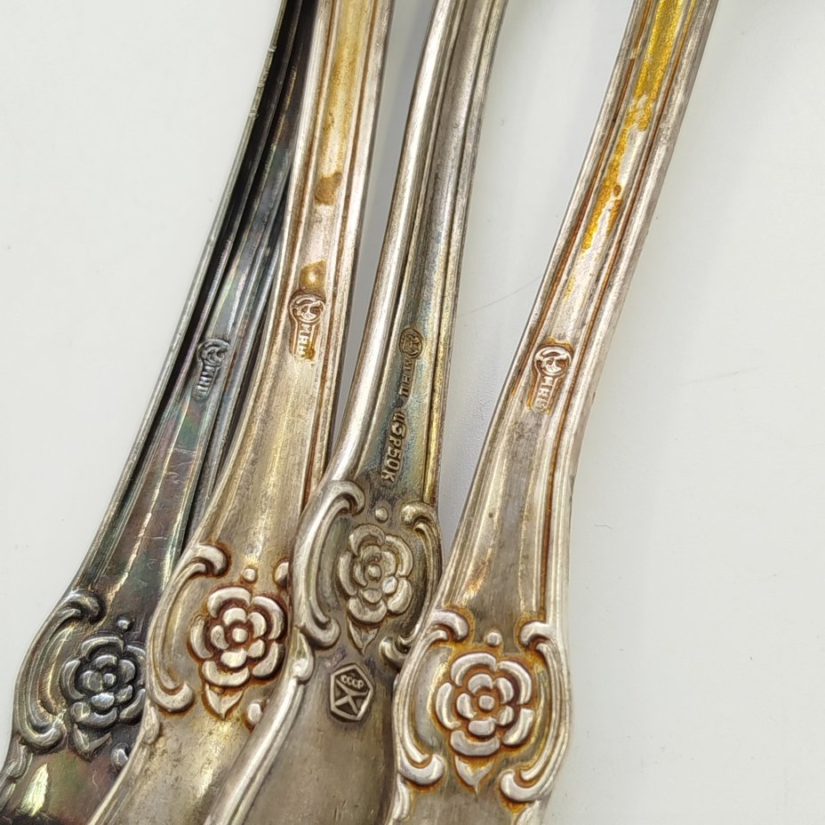 Набор из 4-х десертных вилок "Серебряная роза"