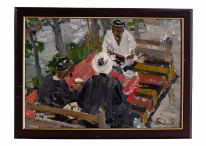 Картина "Чаепитие" в раме  411 x 560 x 15, Художник Токарев В.Ф.