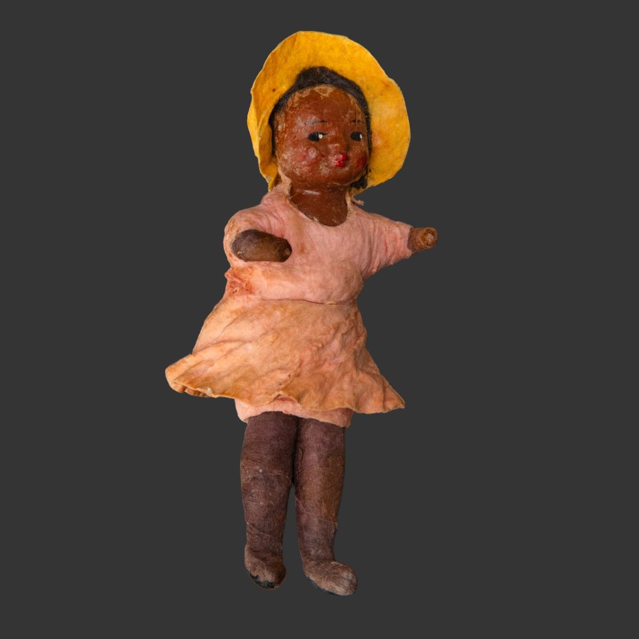 Елочная игрушка "Девочка-негритянка", вата, мастика, роспись, бумага, СССР, 1937-1960 гг.