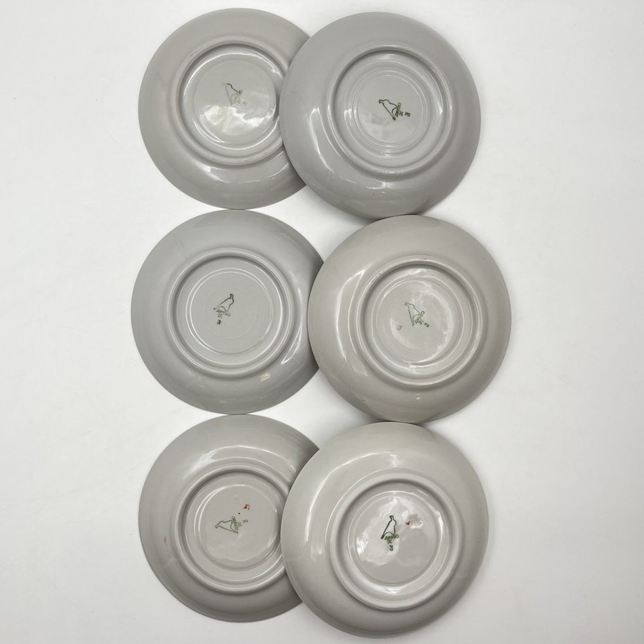 Набор из шести чайных пар с золотистым кантом, фарфор, золочение, Дулевский фарфоровый завод (Дулёво), СССР, 1968-1991 гг.