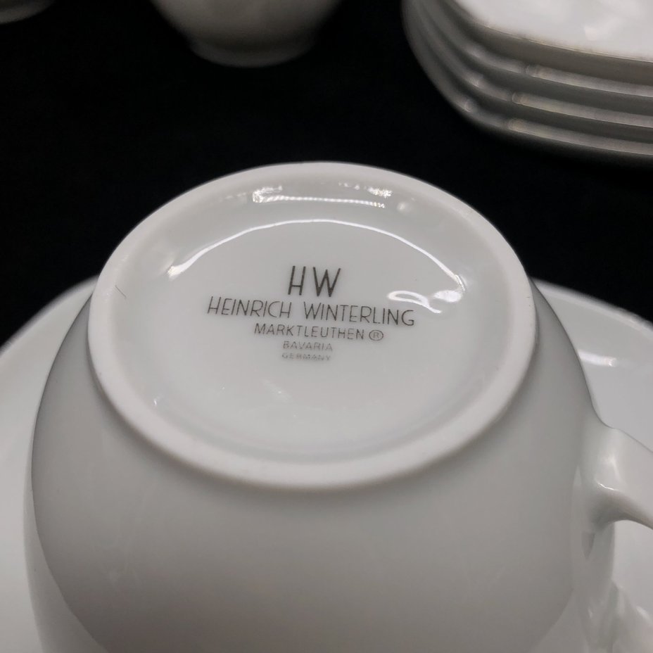 Набор из 6 чайных пар с цветами, фарфор, деколь, Heinrich Winterling GmbH & Co. KG, Бавария, 2000-2010 гг., Heinrich Winterling GmbH & Co. KG