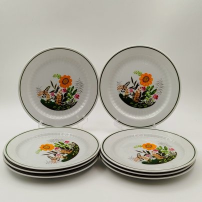Набор из 8-ми десертных тарелок с изображением цветов, фарфор, деколь, Winterling Marktleuthen Bavaria, Германия, 1960-1980 гг.