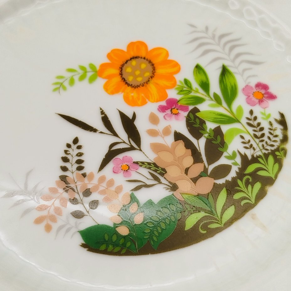 Набор из 8-ми десертных тарелок с изображением цветов, фарфор, деколь, Winterling Marktleuthen Bavaria, Германия, 1960-1980 гг.