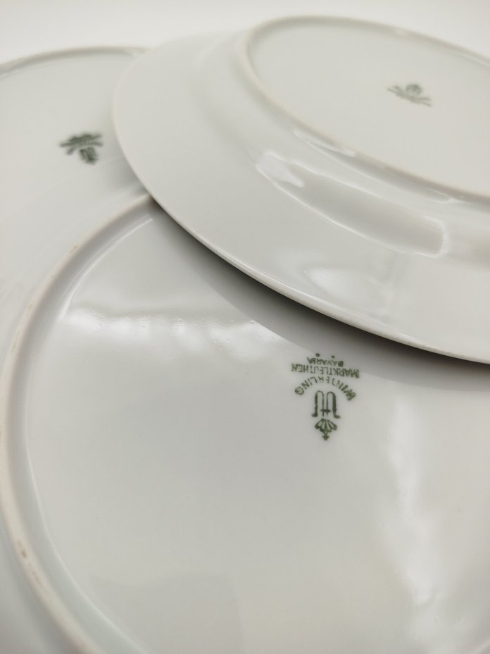 Набор из 8-ми десертных тарелок с изображением цветов, фарфор, деколь, Winterling Marktleuthen Bavaria, Германия, 1960-1980 гг.