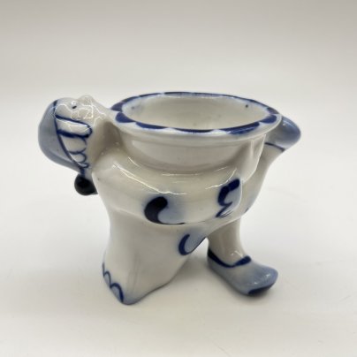 Пашотница (подставка для яйца) "Скоморох", фарфор, роспись, Бронницкий завод фарфоровых изделий «Возрождение», СССР, 1980-1990 гг.