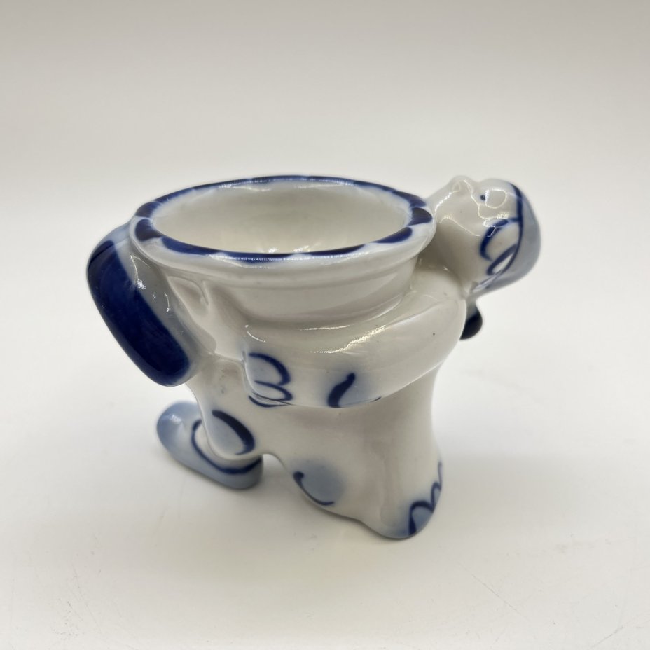 Пашотница (подставка для яйца) "Скоморох", фарфор, роспись, Бронницкий завод фарфоровых изделий «Возрождение», СССР, 1980-1990 гг.