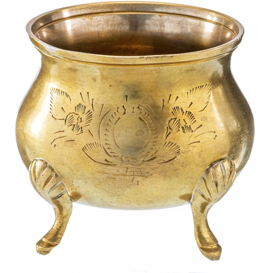 Сахарница с цветочным декором, латунь, гравировка, Индия, 1970-1990 гг.