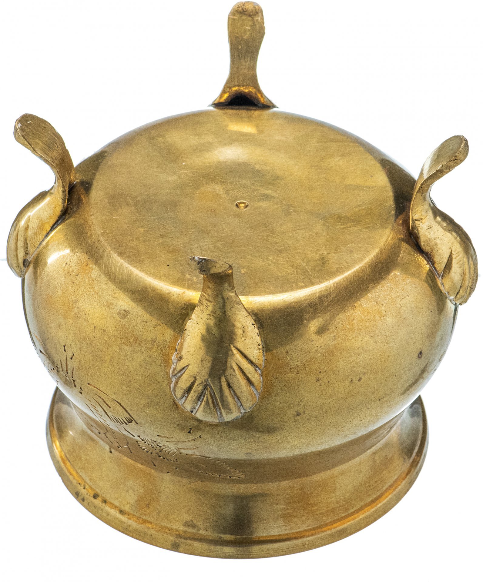 Сахарница с цветочным декором, латунь, гравировка, Индия, 1970-1990 гг.