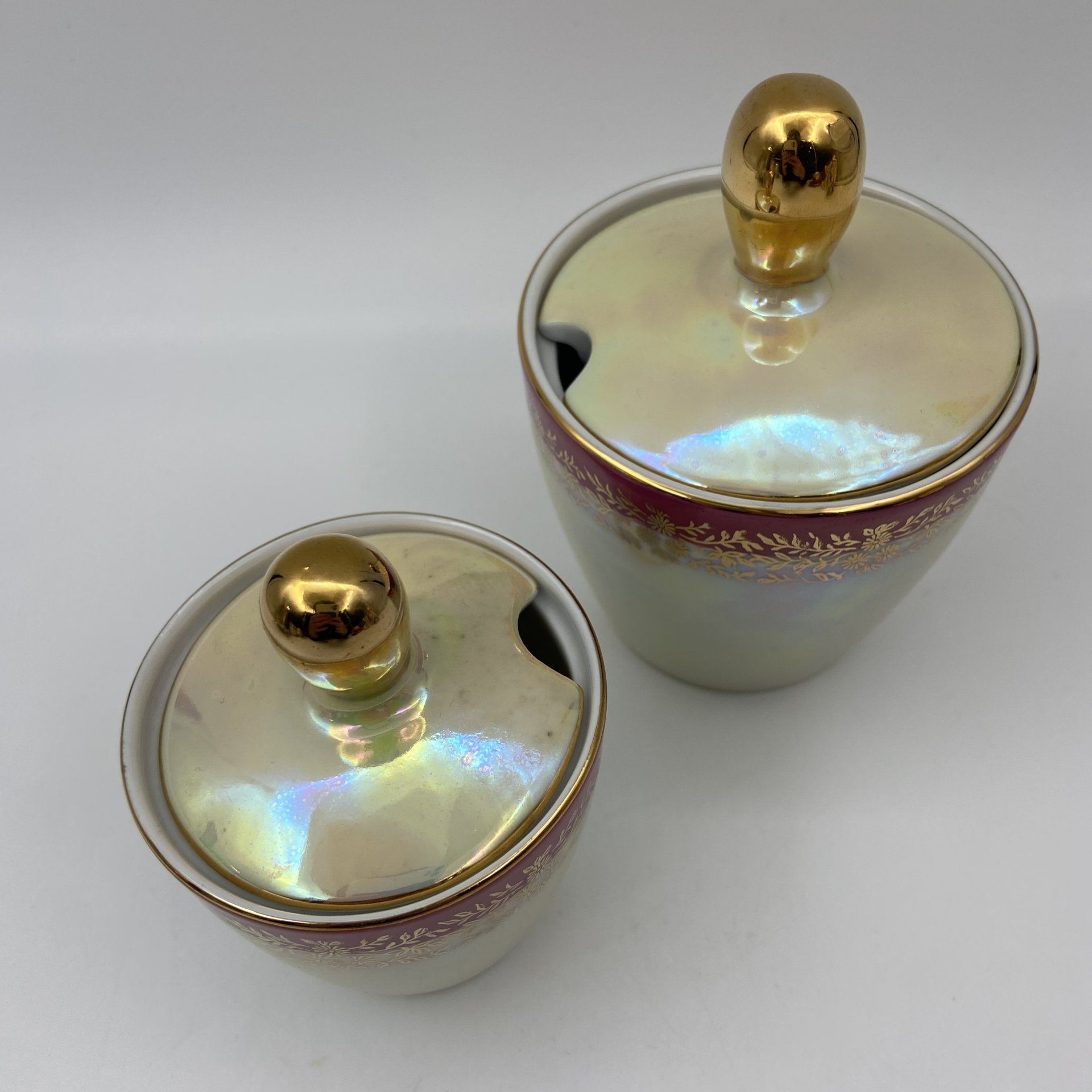 Набор емкостей для соуса из сервиза "Мадонна", фарфор, крытье, люстр, золочение, Fortuna Eisenberg, ГДР, 1960-1973 гг.