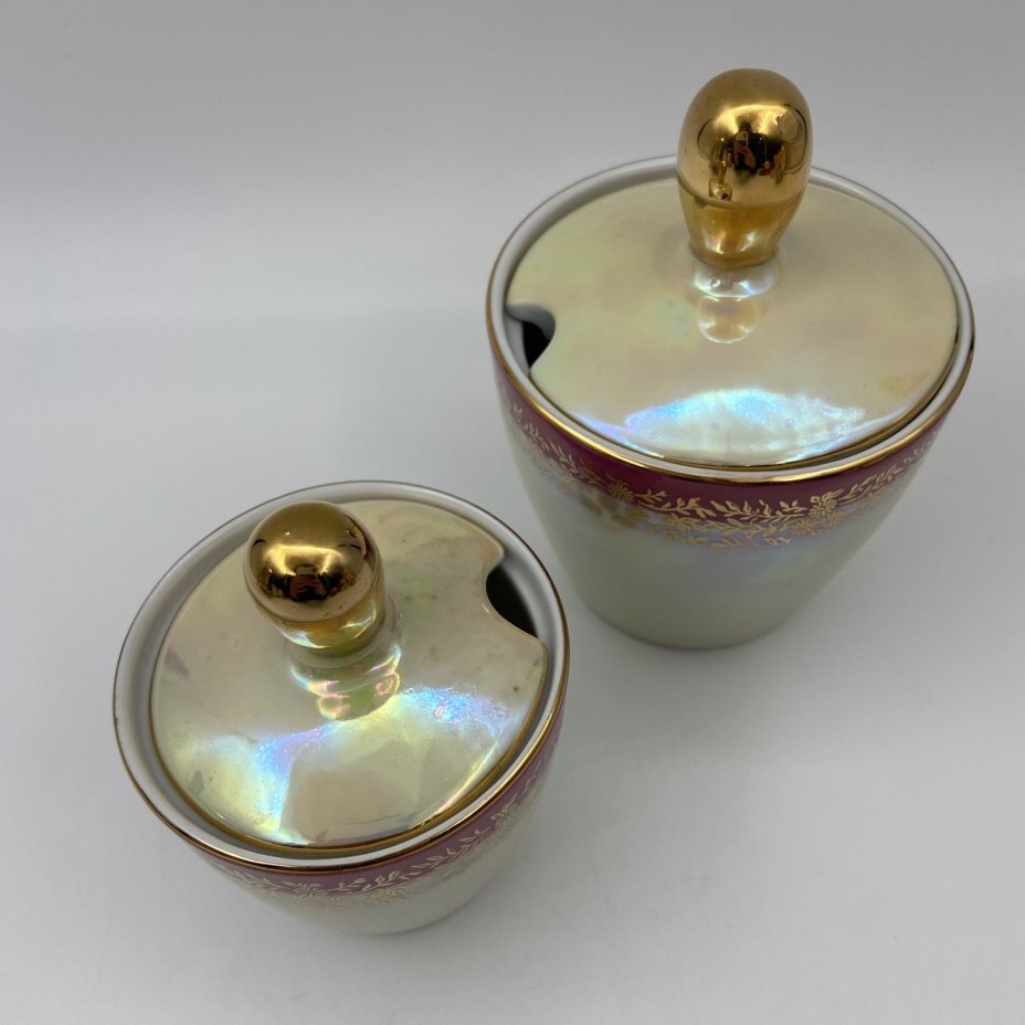 Набор емкостей для соуса из сервиза "Мадонна", фарфор, крытье, люстр, золочение, Fortuna Eisenberg, ГДР, 1960-1973 гг.