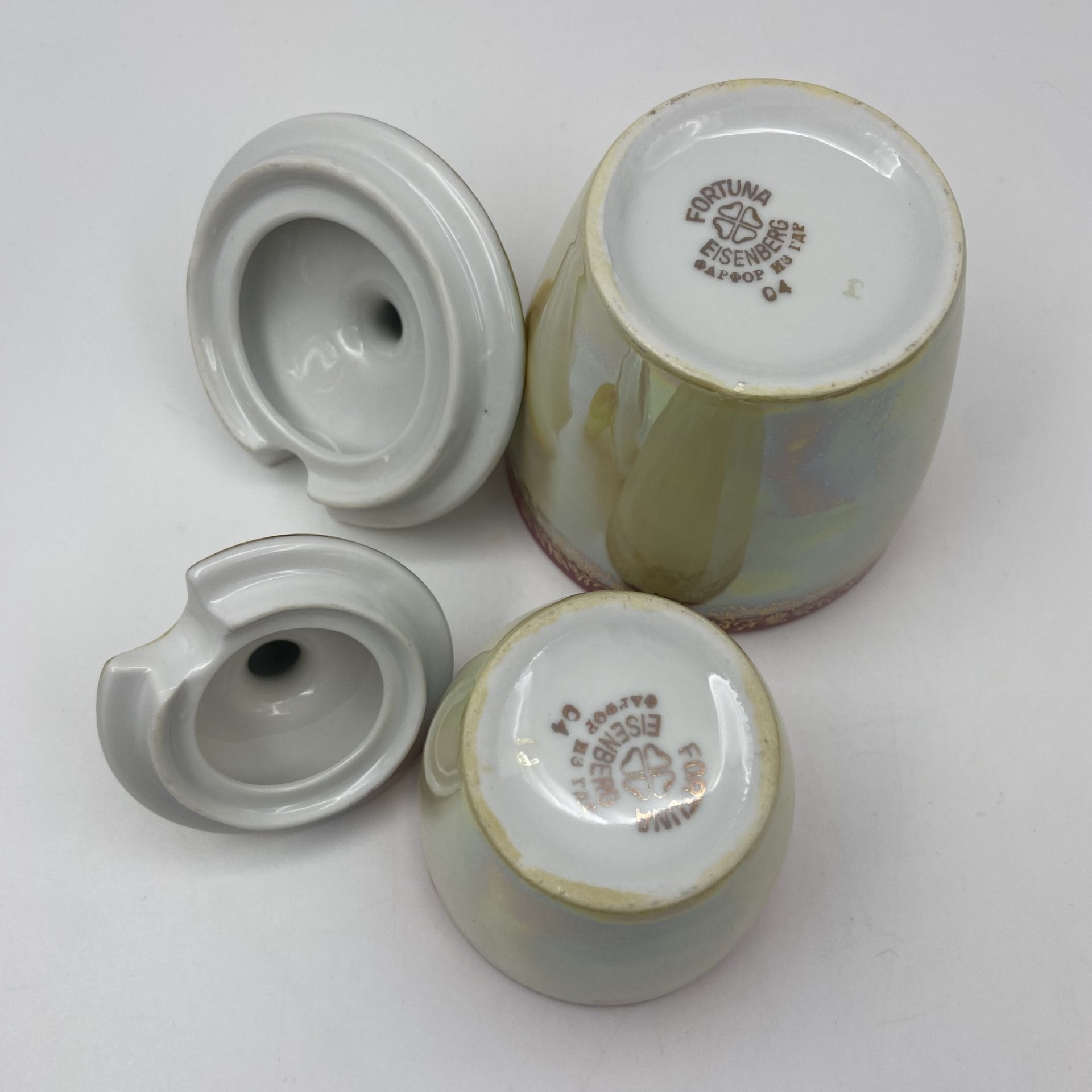 Набор емкостей для соуса из сервиза "Мадонна", фарфор, крытье, люстр, золочение, Fortuna Eisenberg, ГДР, 1960-1973 гг.