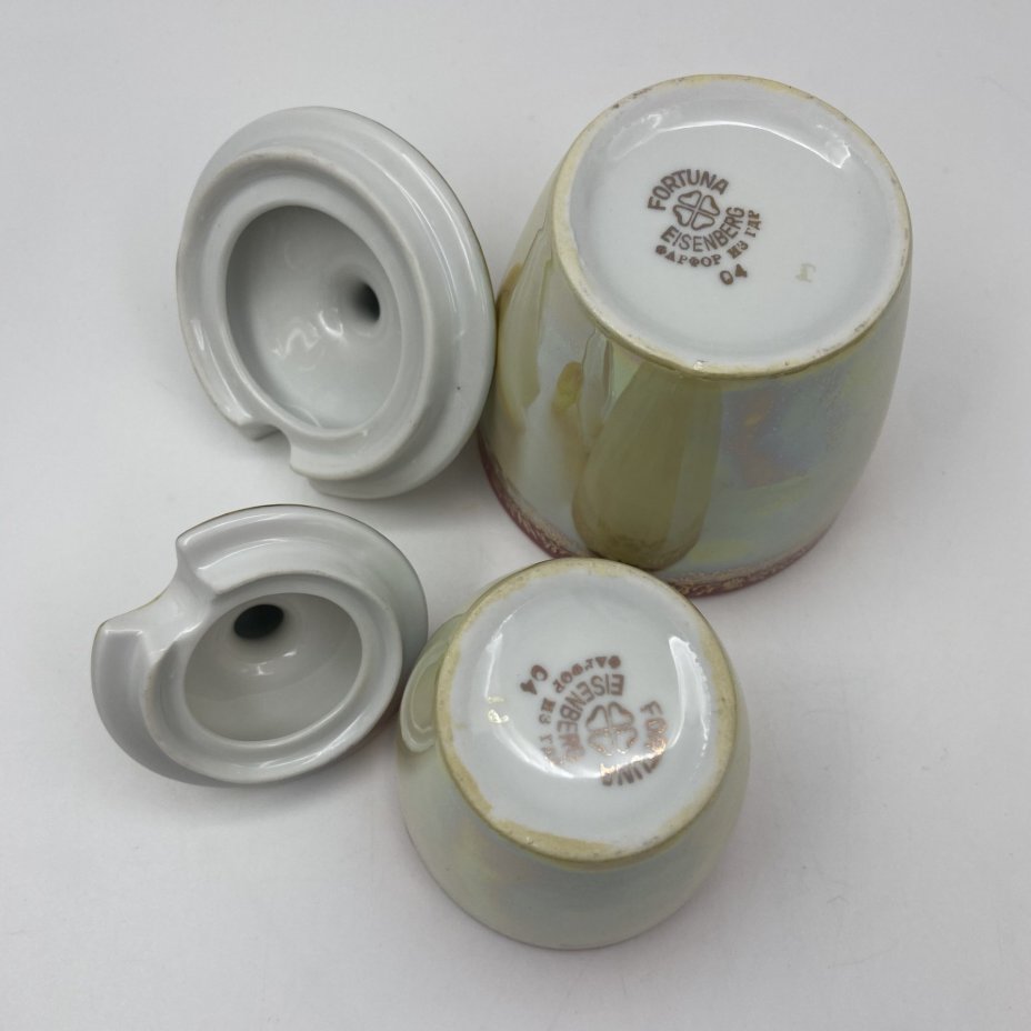 Набор емкостей для соуса из сервиза "Мадонна", фарфор, крытье, люстр, золочение, Fortuna Eisenberg, ГДР, 1960-1973 гг.