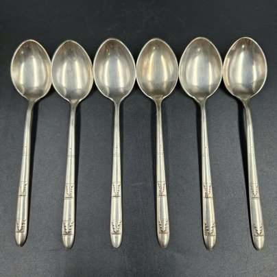 Набор чайных ложек "Ёлочка" на 6 персон, мельхиор (медь-никель), Красносельская ювелирная фабрика, СССР, 1960-1980 гг.