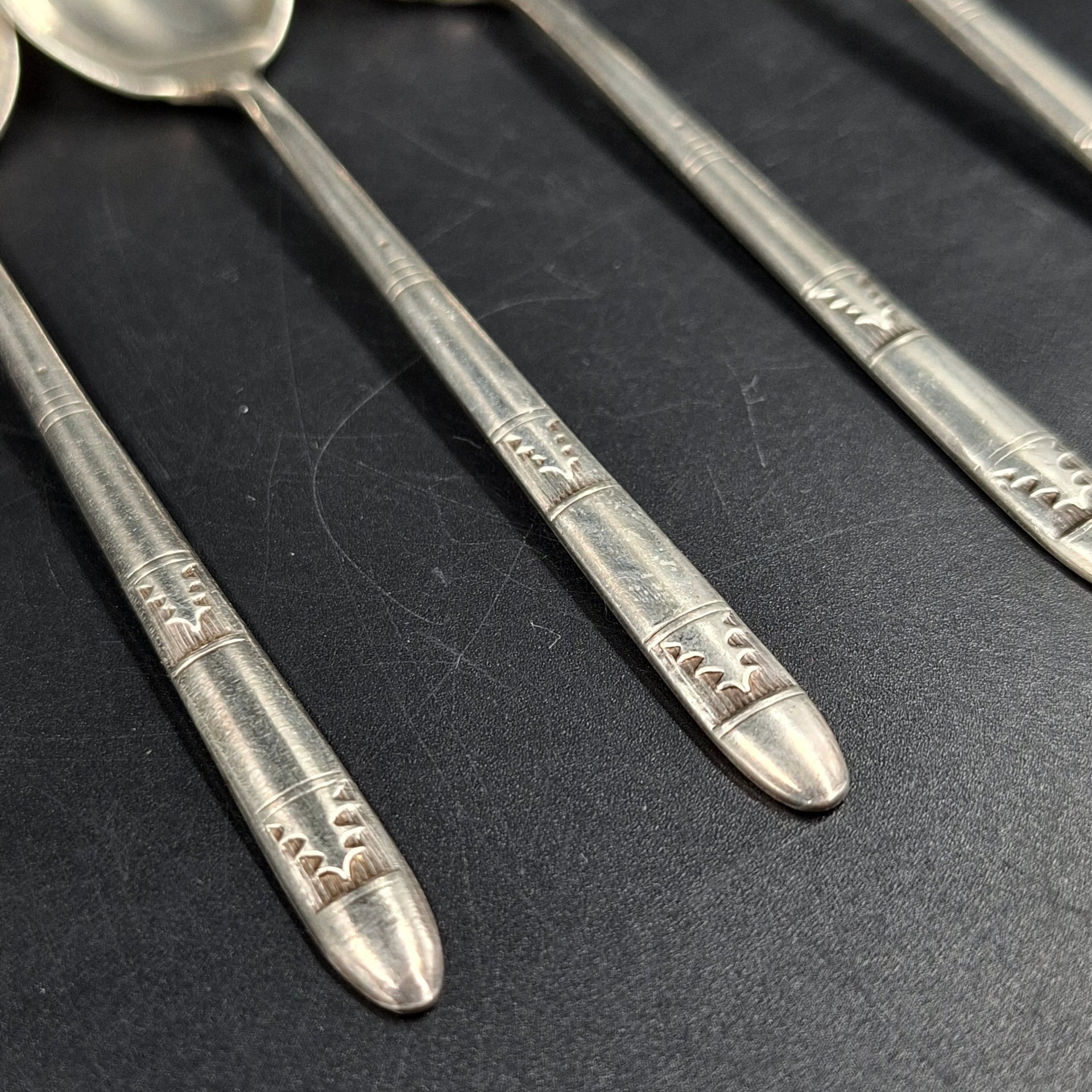 Набор чайных ложек "Ёлочка" на 6 персон, мельхиор (медь-никель), Красносельская ювелирная фабрика, СССР, 1960-1980 гг.