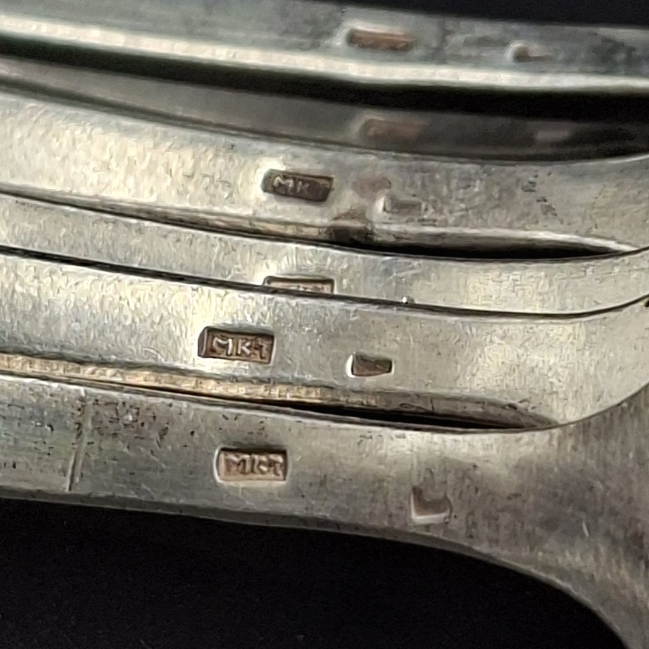 Набор чайных ложек "Ёлочка" на 6 персон, мельхиор (медь-никель), Красносельская ювелирная фабрика, СССР, 1960-1980 гг.