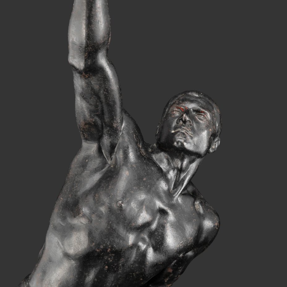 Статуэтка "Штангист", скульптор М.Г. Манизер, чугун, крашение, Каслинский чугунолитейный завод (Касли), СССР, 1963 г.