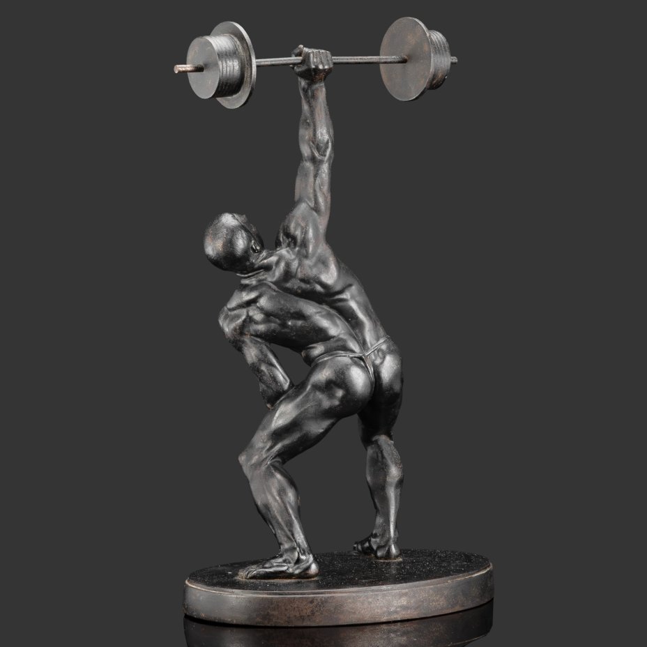 Статуэтка "Штангист", скульптор М.Г. Манизер, чугун, крашение, Каслинский чугунолитейный завод (Касли), СССР, 1963 г.