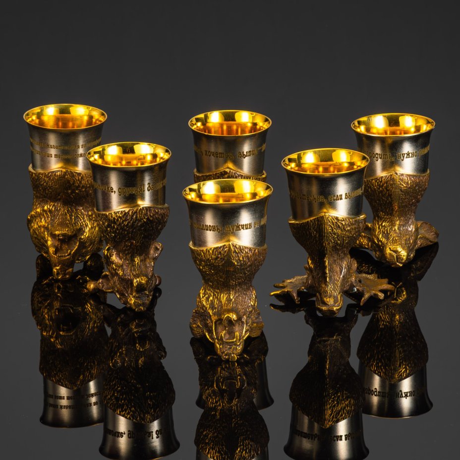 Набор из 6 стопок - перевертышей "Трофейный" в кофре, Мстерский Ювелир