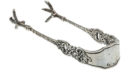 Сервировочные винтажные щипцы, серебро 800 пр., Германия.