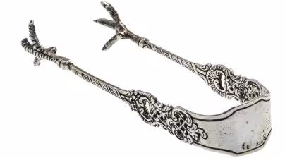 Сервировочные винтажные щипцы, серебро 800 пр., Германия.