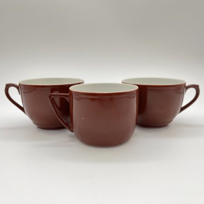 Набор чайных чашек на 3 персоны (в подборе), фарфор, крытье, Дмитровский фарфоровый завод (ДФЗ Вербилки), СССР, 1951-1954 гг.