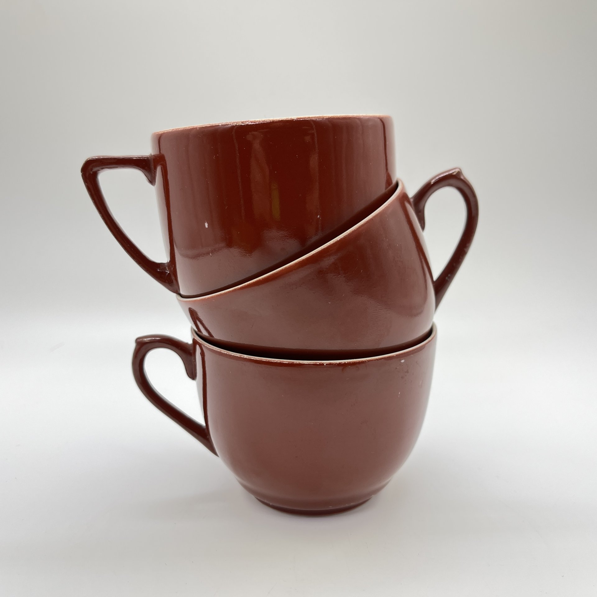 Набор чайных чашек на 3 персоны (в подборе), фарфор, крытье, Дмитровский фарфоровый завод (ДФЗ Вербилки), СССР, 1951-1954 гг.