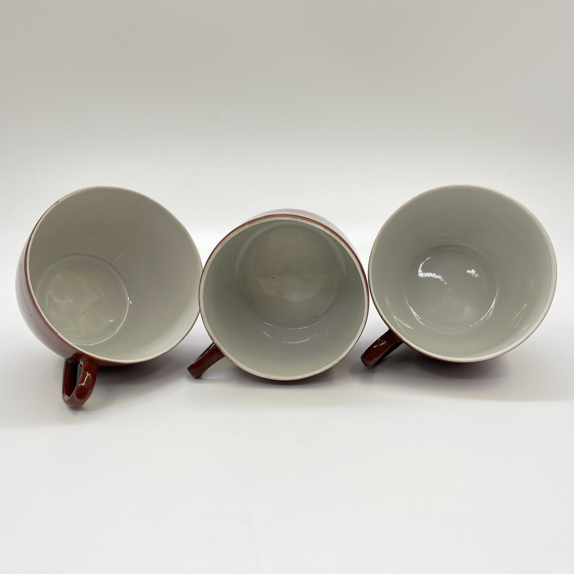 Набор чайных чашек на 3 персоны (в подборе), фарфор, крытье, Дмитровский фарфоровый завод (ДФЗ Вербилки), СССР, 1951-1954 гг.