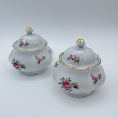 Набор из 2-х сахарниц с цветочным декором, фарфор, деколь, золочение, Bohemia (Neurohlau), Чехословакия, 1970-1990 гг.