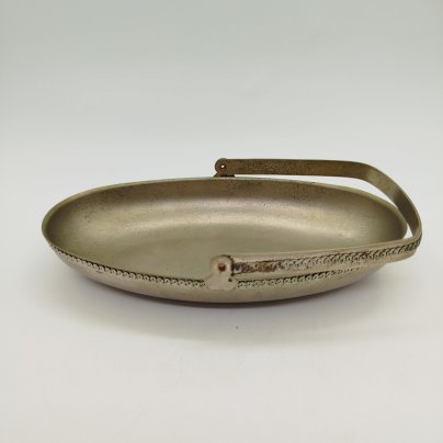 Конфетница овальной формы с ручкой, мельхиор (медь-никель), СССР, 1960-1980 гг.