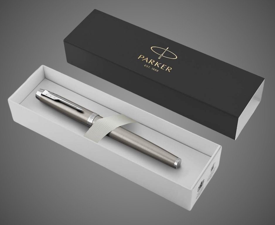 Перьевая ручка Parker IM Stainless Steel CT, перо: F, цвет чернил: blue, в подарочной упаковке., Пластик и полимеры: пластик, сталь, хром