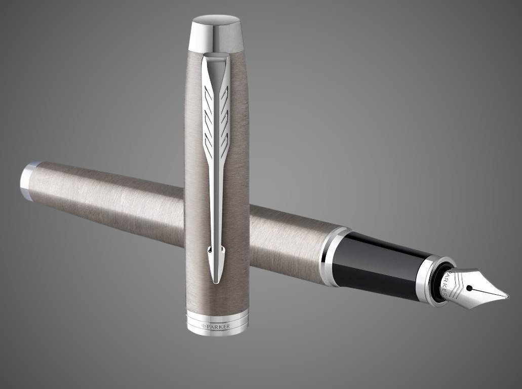 Перьевая ручка Parker IM Stainless Steel CT, перо: F, цвет чернил: blue, в подарочной упаковке., Пластик и полимеры: пластик, сталь, хром